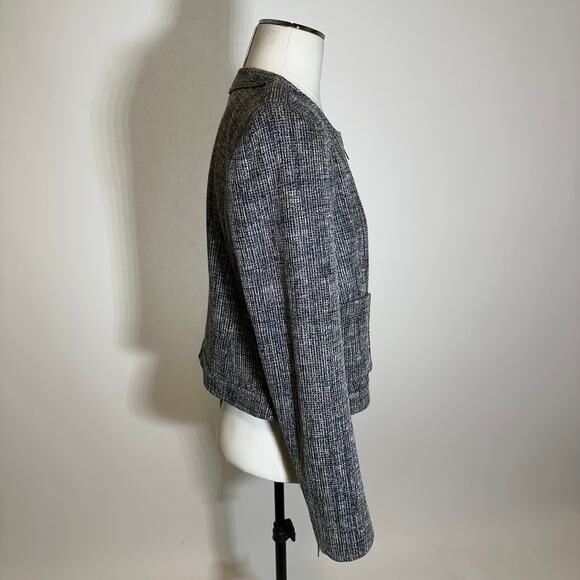 NWT Tommy Hilfiger Navy Blue Tweed Blazer Suit Jacket Zip Career Womens Size 12 - Picture 2 of 12